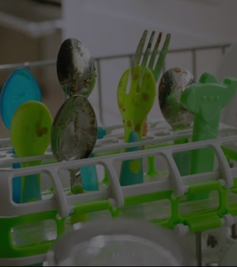 Dirty children's utensils