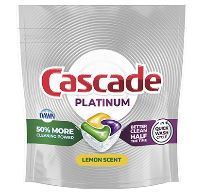 Cascade Dishwasher Detergent, Lemon Essence, Action Pacs 36 Ea, Detergents