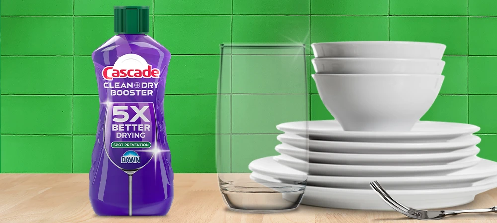 Cascade Platinum Rinse Aid with clear glassware