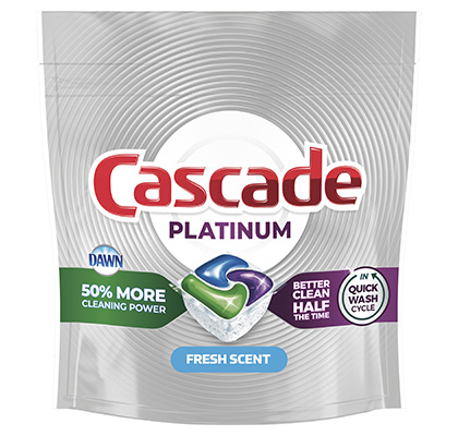 Cascade Platinum ActionPacs Dishwasher Detergent, Fresh Scent - 26.7 oz tub