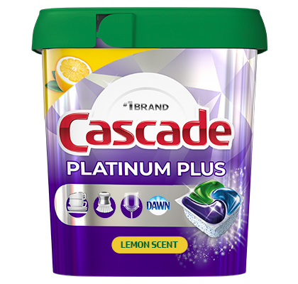 Cascade Platinum Plus Dishwasher Pods, Dish Detergent ActionPacs, Clean Lemon 52ct