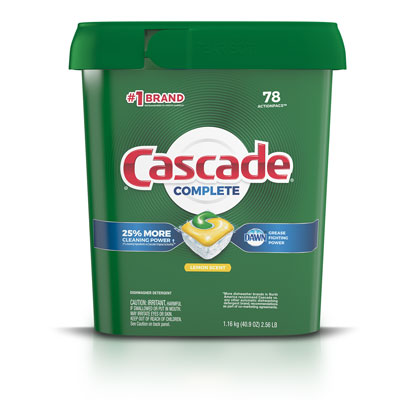 Cascade Complete dishwasher pod 78 pack lemon scent container