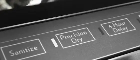 Sanitize, precision dry, and 4 hour delay dishwasher cycles