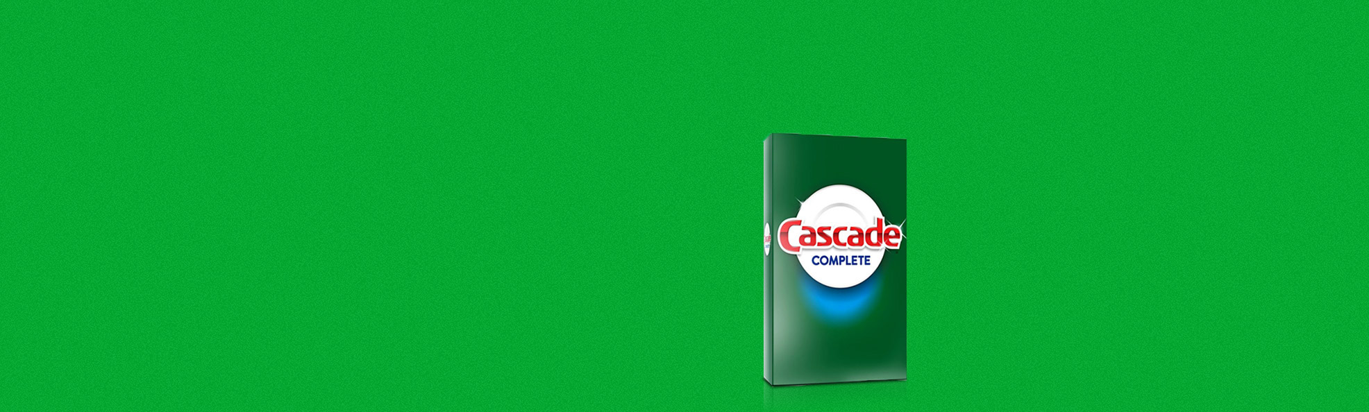 Cascade Complete powder dishwashing detergent horizontal banner
