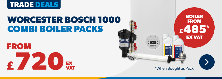 From £720 ex VAT Worcester Bosch 1000 Combi Boiler Packs 