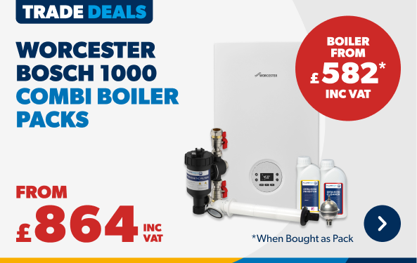 worcester bosch 1000 combi boiler packs from £864  INC VAT boiler from £582  INC VAT when bought as a pack