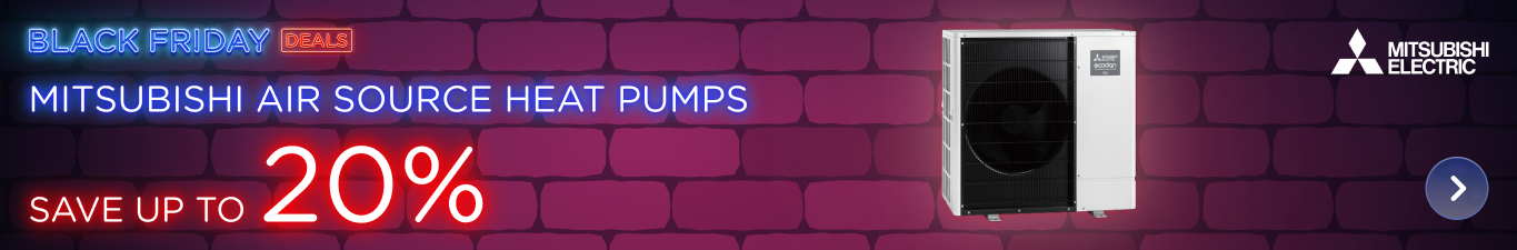 save up to 20% on Mitsubishi air source heat pumps
