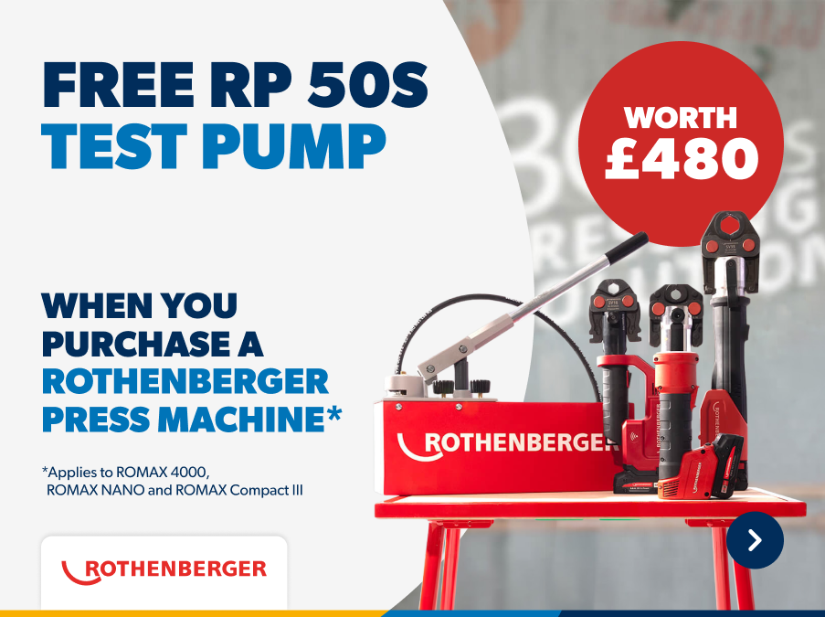 Free RP 50S Test Pump when you purchase a rothenberger press machine* 