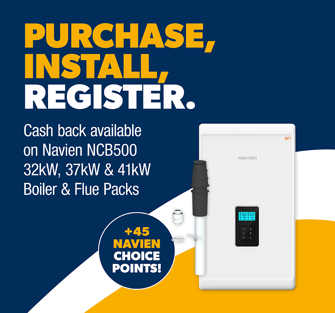 Purchase, Install, Register. Cash back available on Navien NCB500 32kw, 37kw and 41kw Boiler and Flue Packs