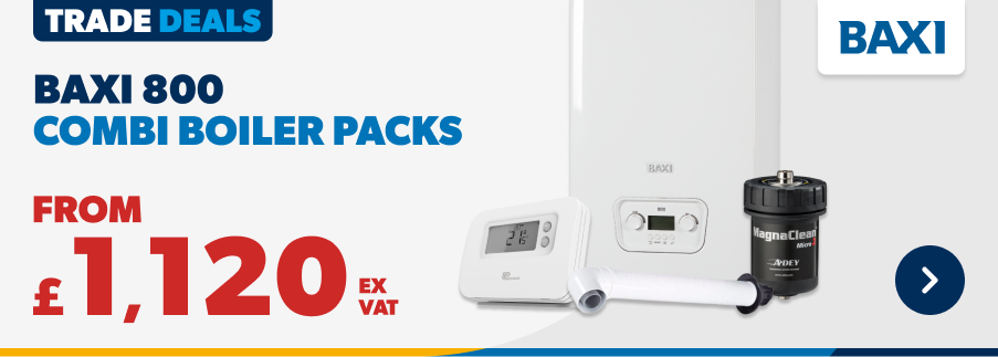 Baxi 800 combi boiler packs from £1,120 ex vat