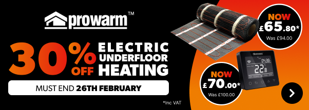 Prowarrm 30% off Electric underfloor heating. Must end 26th February. Shop now