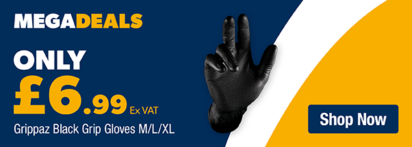 only £6.99 ex vat on grippaz black grip gloves