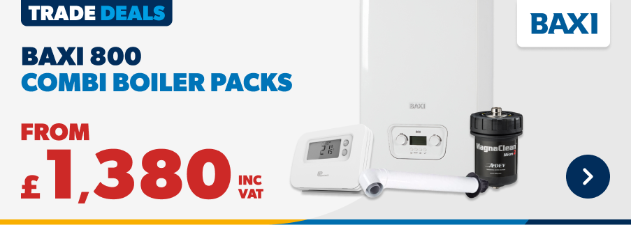 Baxi 800 combi boiler packs from £1,120 ex vat