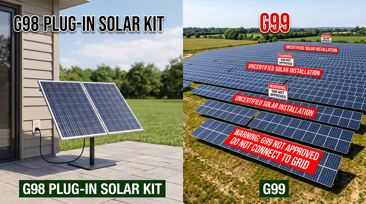 plug in solar and large solar panel site next to each other