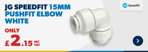 JG Speedfit 15mm Pushfit Elbow White Only £2.15 INC VAT