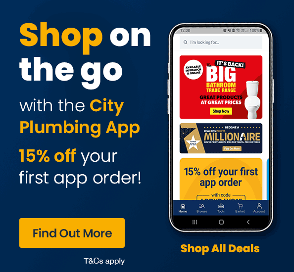 Shop on the go, with the City Plumbing app - 15% off your first app order