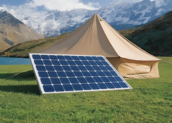 Solar panel in campsite