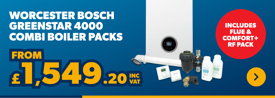 Worcester Bosch Greenstar 4000 Combi Boiler Packs From £1549.20 inc VAT. Shop Now