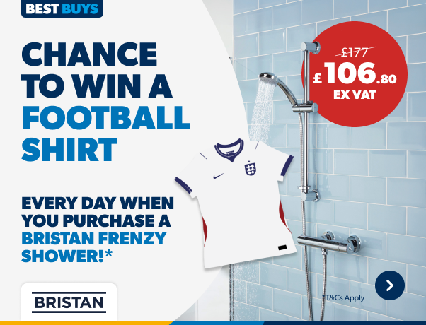 Chance to win a football shirt. Every Day when you purchase a Bristan Frenzy Shower* T&C's apply Shop Now