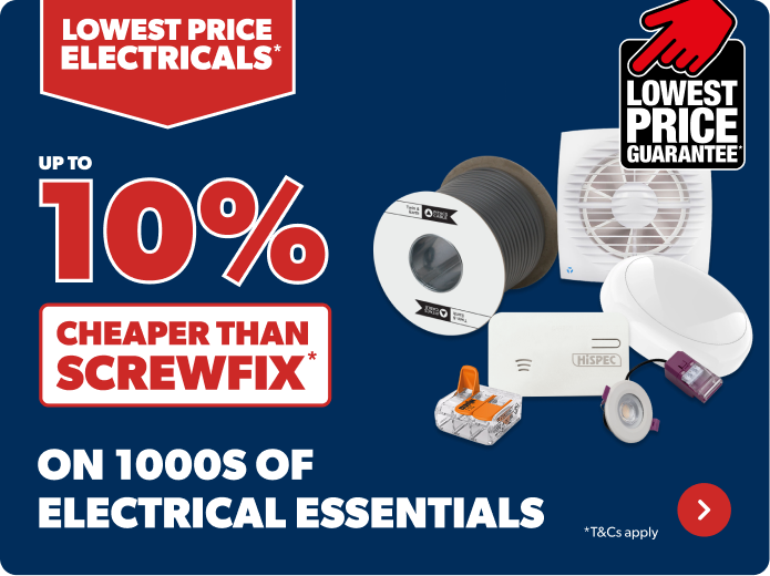 10% Cheaper than screwfix on 1000s of electrical essentials 