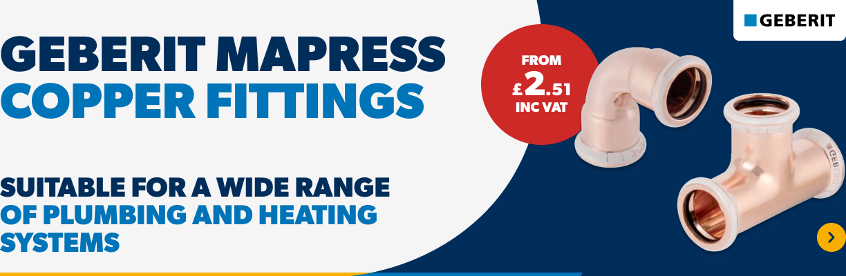 Geberit Mapress Copper Fittings. Suitable for a wide range of plumbing and heating systems. From £2.51 inc VAT