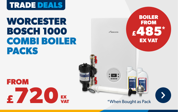 worcester bosch 1000 combi boiler packs from £720 ex vat boiler from £485 ex vat when bought as a pack