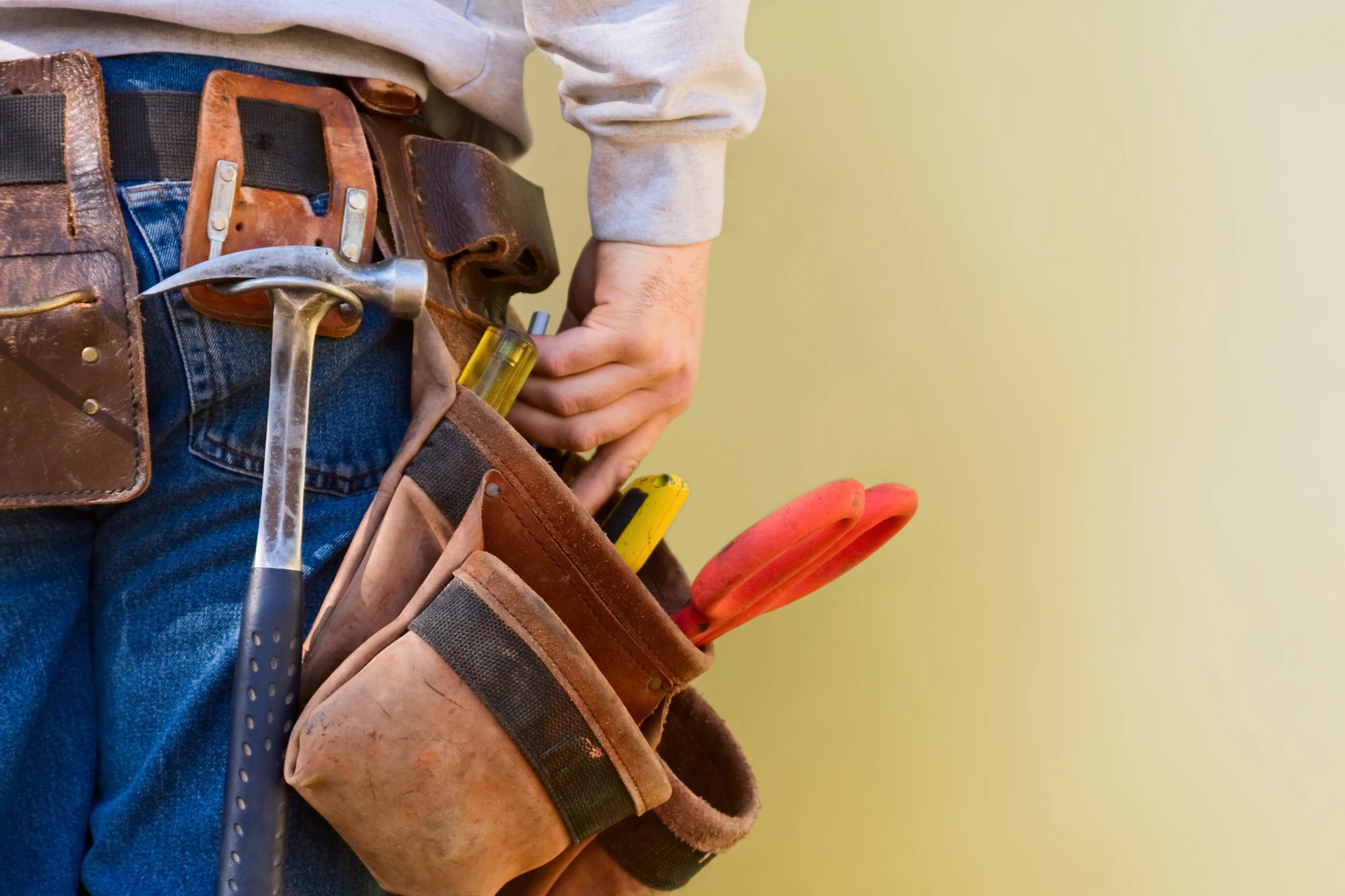 An solar panel installers tool belt at City Plumbing