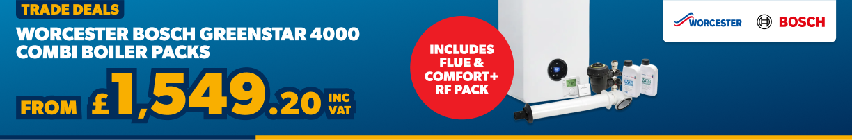 Worcester Bosch Greenstar 4000 Combi Boiler Packs From £1549.20 inc VAT. Shop Now