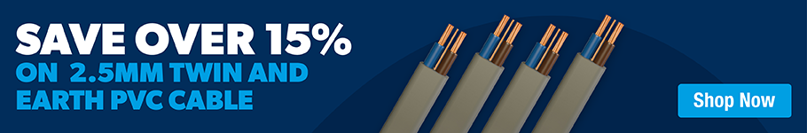 Save over 15% on 2.5mm Twin and Earth PVC Cable at City Plumbing.