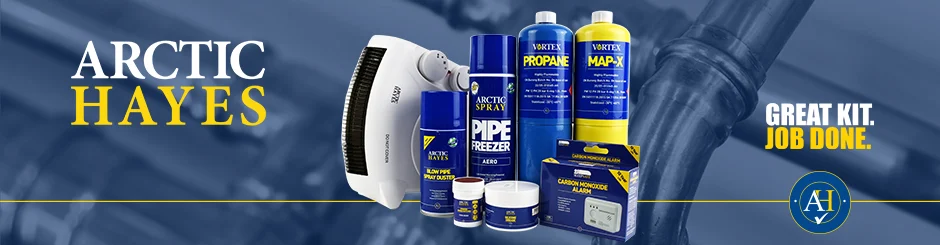 Artic Hayes Banner Image with text "Think Plumbing? Think Arctic Hayes"
