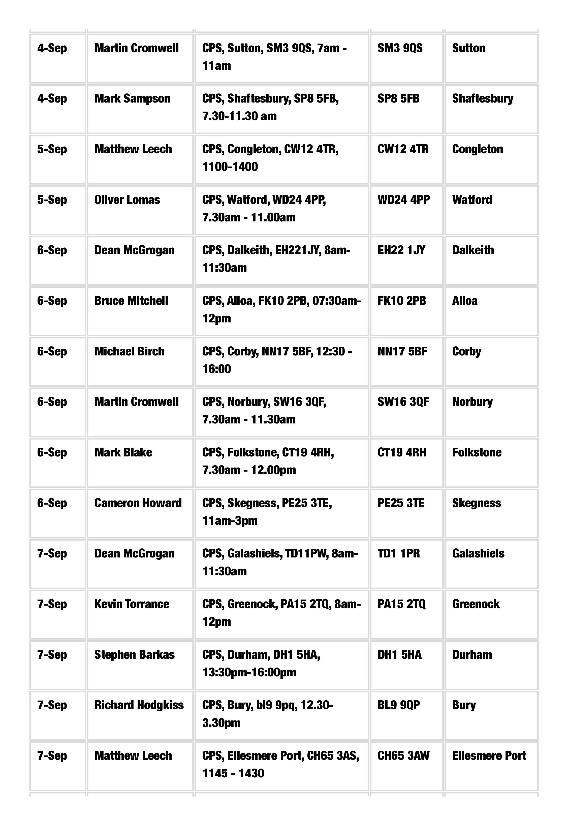 Worcester Bosch Trade Event Calendar 2