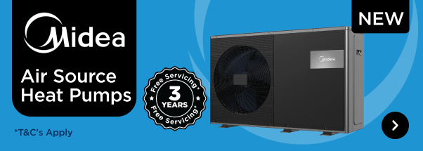 New! Midea Air Source Heat Pumps. Shop Now