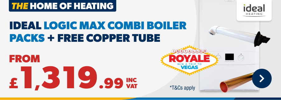 Ideal Logic Max Combi Boiler Packs and Free Copper Tube.  From £1319.99 inc VAT. T&Cs apply. Shop Now