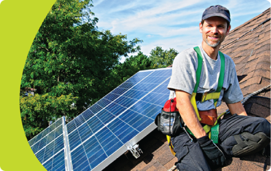 Man working on solar panels