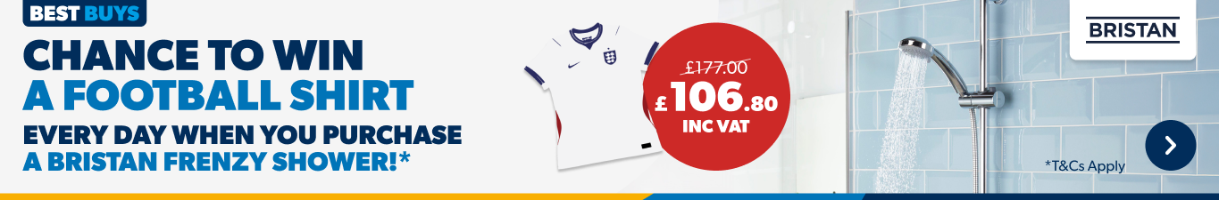 Chance to win a football shirt. Every Day when you purchase a Bristan Frenzy Shower* T&C's apply Shop Now