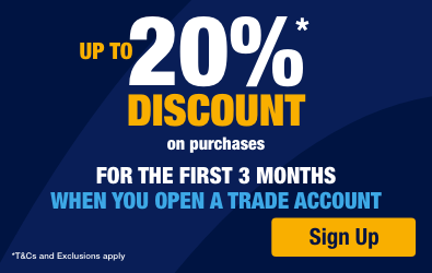 up to 20% discount on purchases for the first 3 months when you open a trade account 