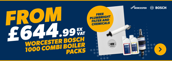 from £644.99 ex vat on Worcester Bosch 1000 combi boiler packs