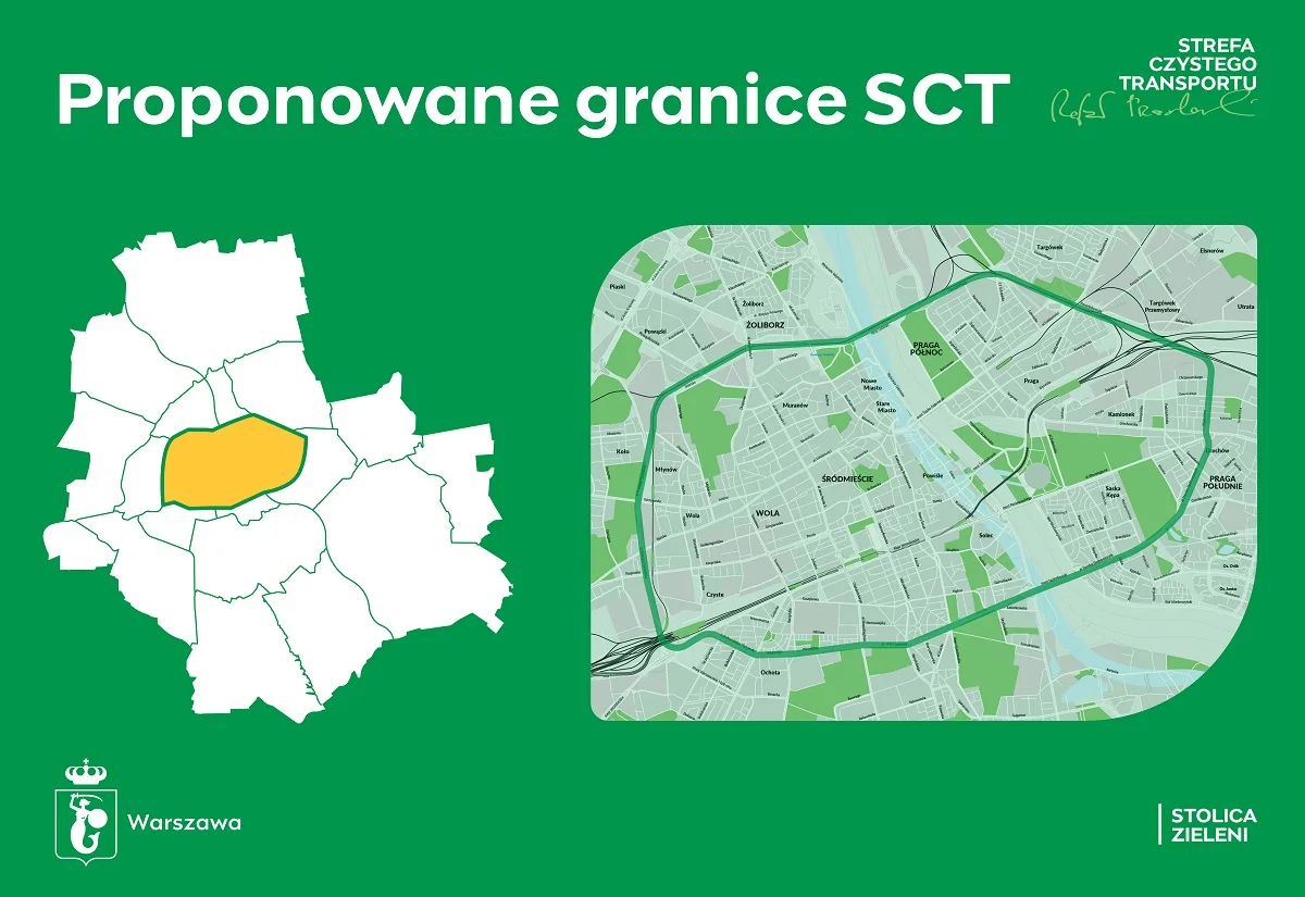 Proponowana strefa czystego transportu w Warszawie źródło: Urząd Miejski Warszawa