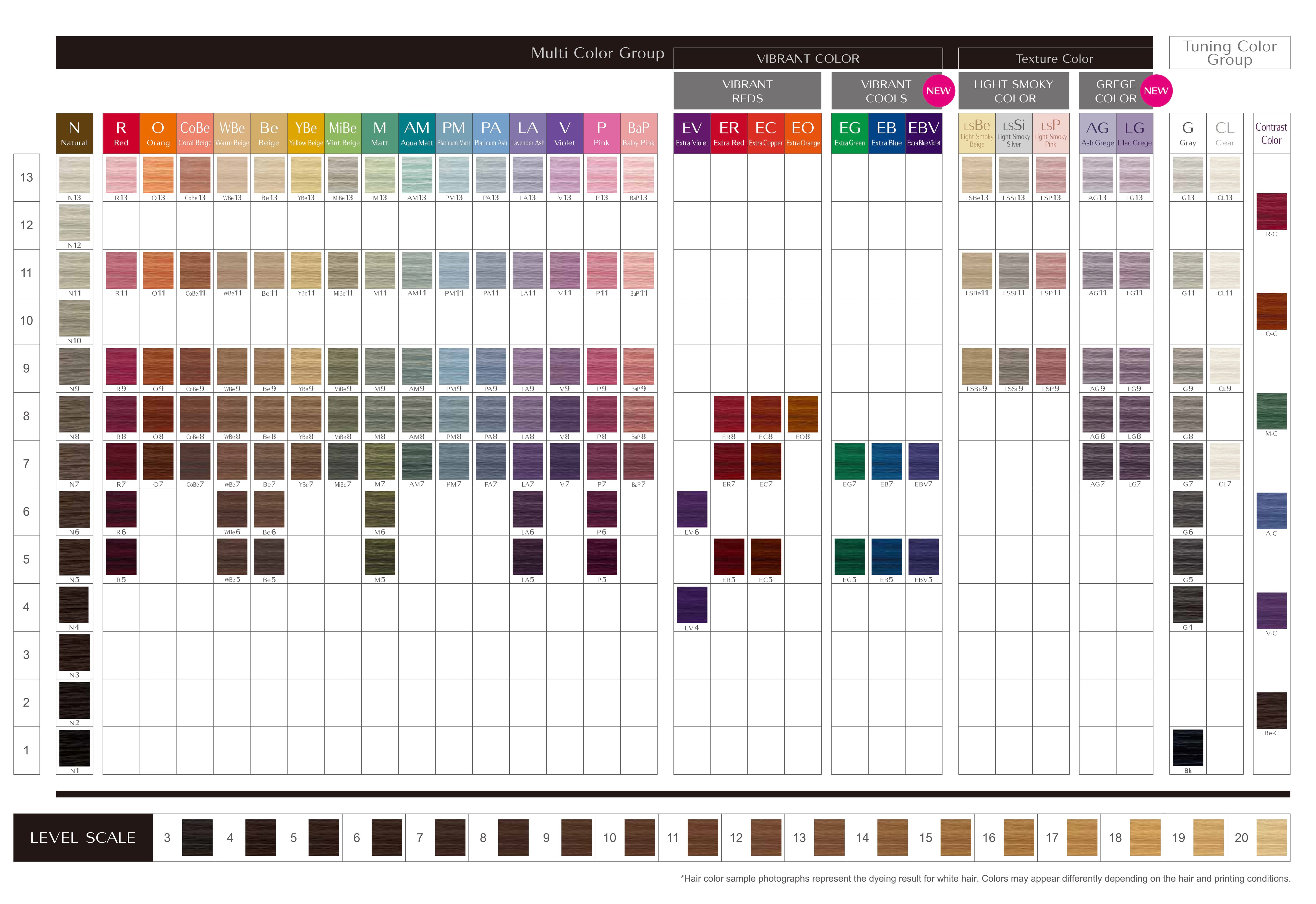 Shiseido Professional Hair Colour Chart