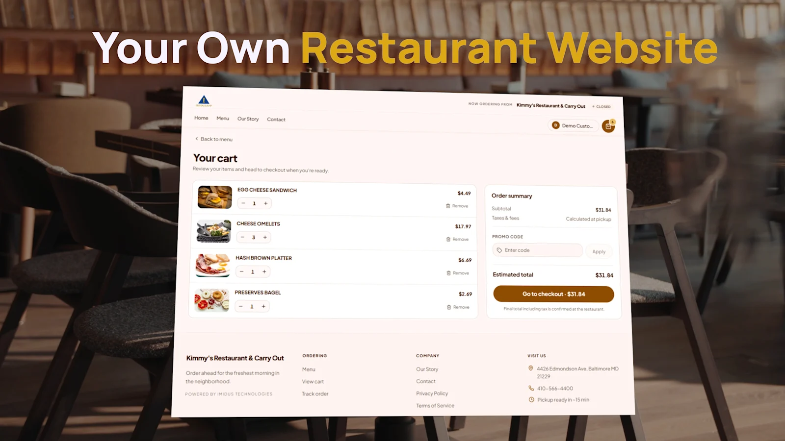 IMIDUS ordering website on laptop