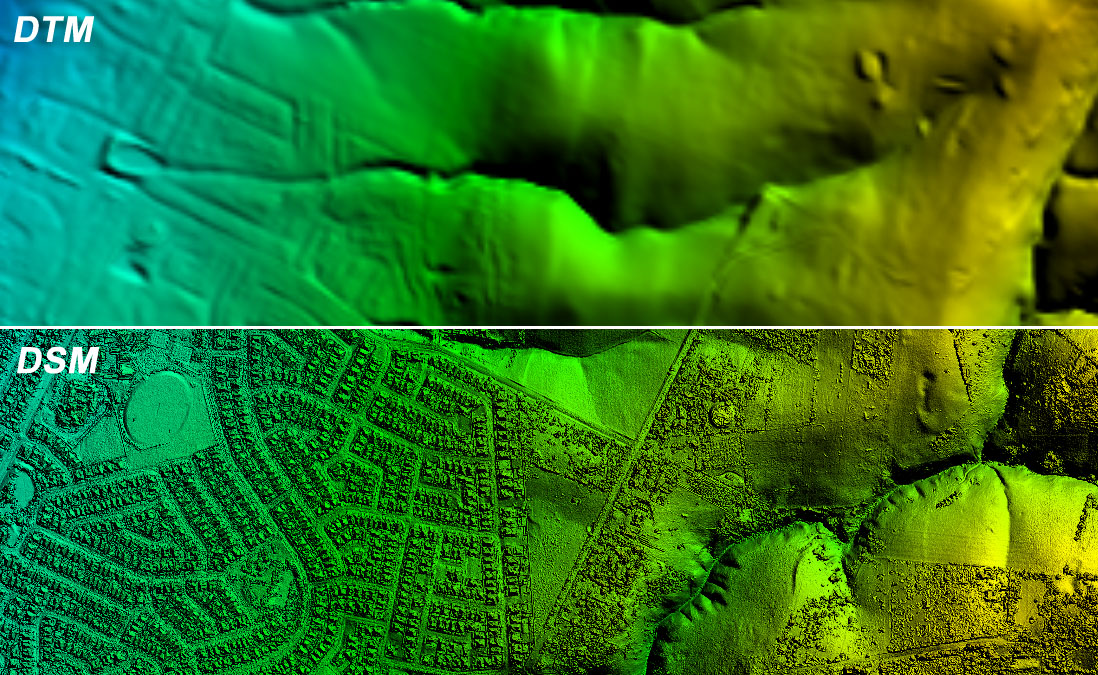 digital elevation model and digital terrain model