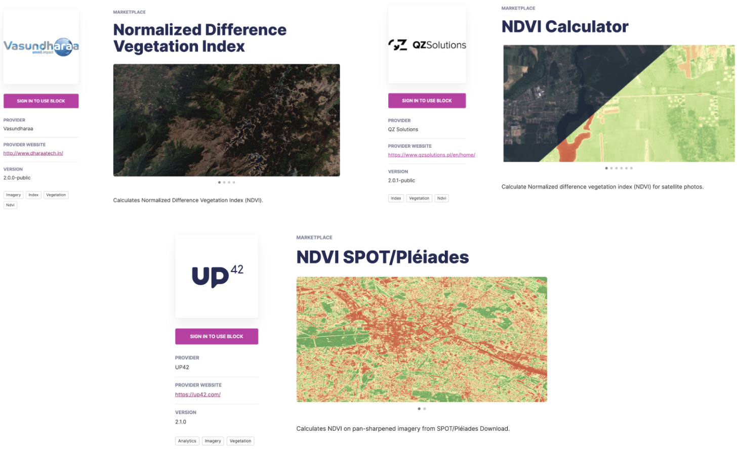 NDVI algorithms UP42