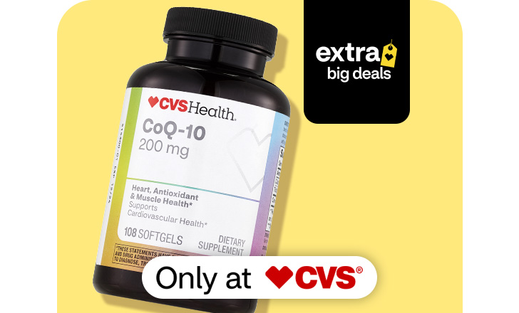 CVS Health Co Q 10 supplements, only at CVS, extra big deals.