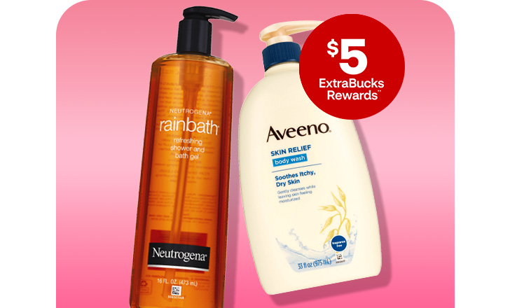 $5 ExtraBucks Rewards, Neutrogena Rainbath shower and bath gel and Aveeno Skin Relief body wash