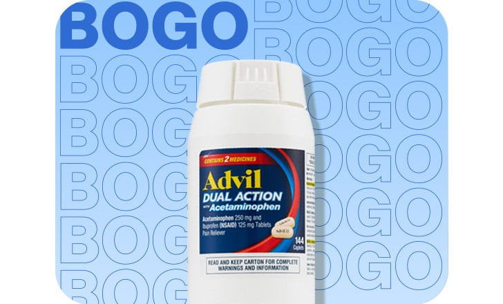 Buy 1, get 1 50% off, Advil dual-action tablets