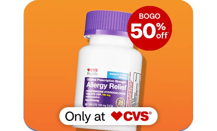 Buy one, get one 50 percent off, CVS Allergy Relief tablets, only at CVS