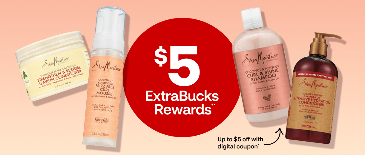 Up to $5 off with digital coupon, $5 ExtraBucks Rewards, Shea Moisture conditioner, curl mousse, shampoo and intensive hydration conditioner