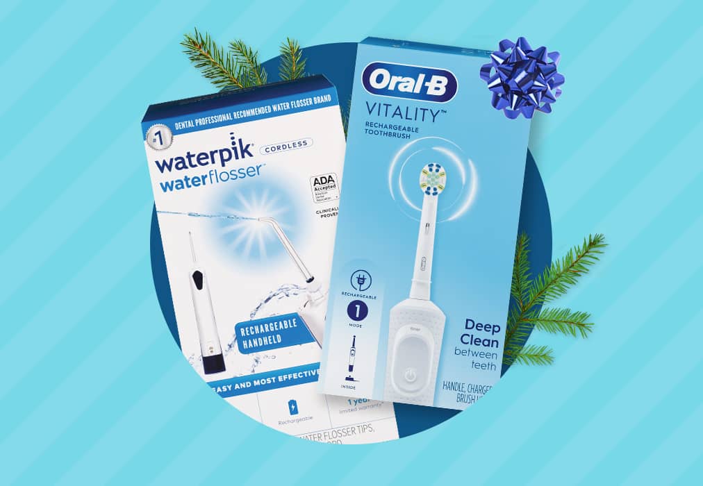 Boxed Waterpik Water Flosser and Oral-B Vitality power toothbrush