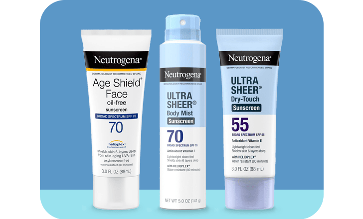 Neutrogena Age Shield Face, Ultra Sheer body mist and Ultra Sheer Dry Touch sunscreen