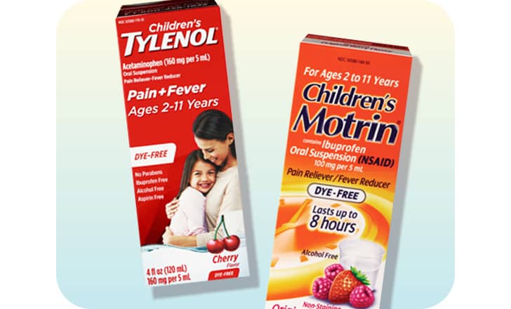 Children's Tylenol and Children's Motrin pain relief products